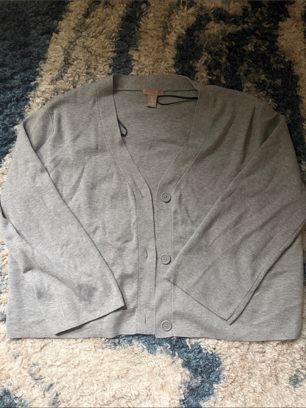 H&M Gray Button-Up V-Neck Cardigan